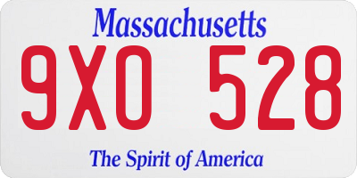 MA license plate 9XO528