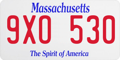 MA license plate 9XO530