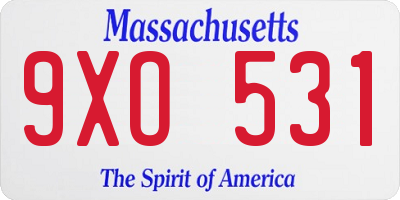 MA license plate 9XO531