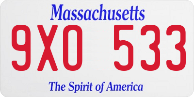 MA license plate 9XO533