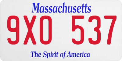 MA license plate 9XO537