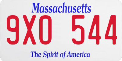 MA license plate 9XO544