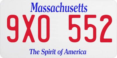 MA license plate 9XO552