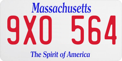 MA license plate 9XO564