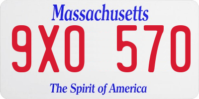 MA license plate 9XO570