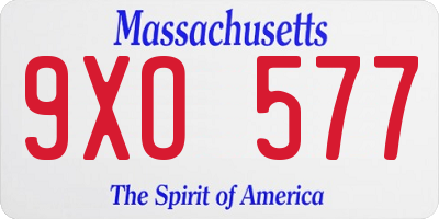MA license plate 9XO577