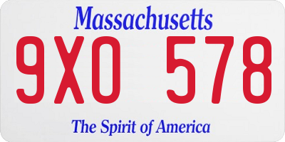 MA license plate 9XO578