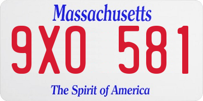 MA license plate 9XO581
