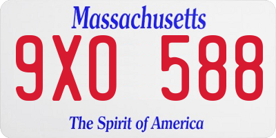 MA license plate 9XO588