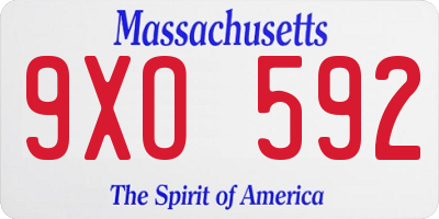 MA license plate 9XO592