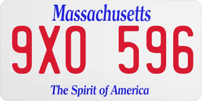 MA license plate 9XO596