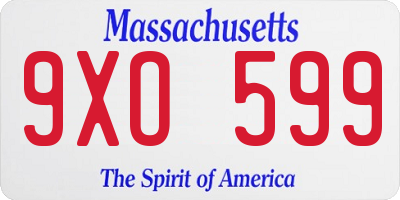 MA license plate 9XO599