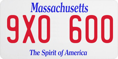 MA license plate 9XO600