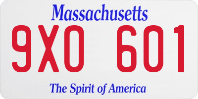 MA license plate 9XO601
