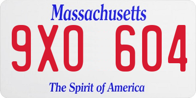 MA license plate 9XO604