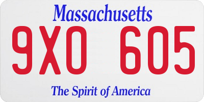 MA license plate 9XO605