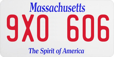 MA license plate 9XO606