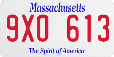 MA license plate 9XO613