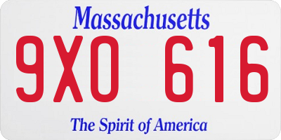 MA license plate 9XO616