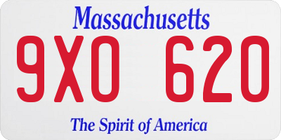 MA license plate 9XO620