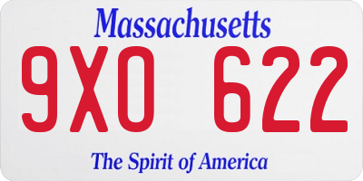 MA license plate 9XO622