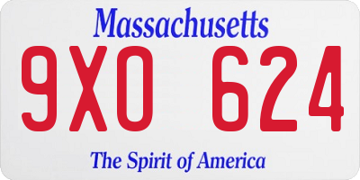 MA license plate 9XO624