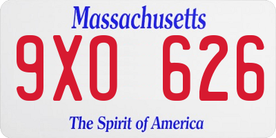 MA license plate 9XO626