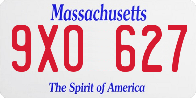 MA license plate 9XO627