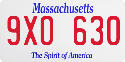 MA license plate 9XO630