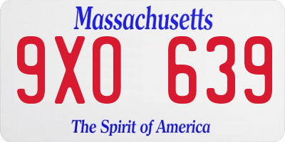 MA license plate 9XO639