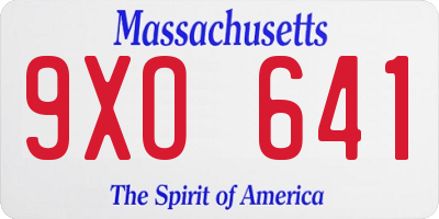 MA license plate 9XO641