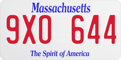 MA license plate 9XO644