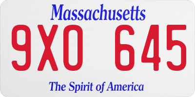 MA license plate 9XO645
