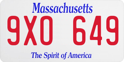 MA license plate 9XO649