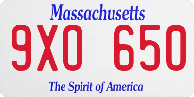 MA license plate 9XO650