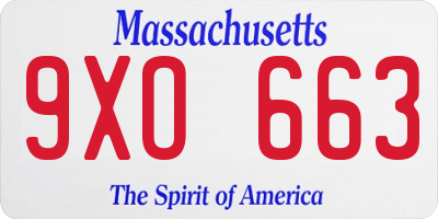 MA license plate 9XO663