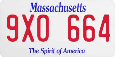 MA license plate 9XO664