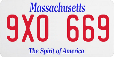 MA license plate 9XO669