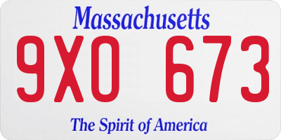 MA license plate 9XO673