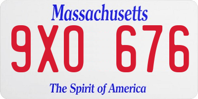 MA license plate 9XO676