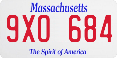 MA license plate 9XO684