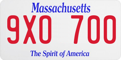 MA license plate 9XO700