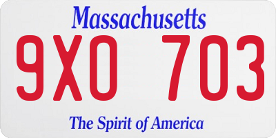 MA license plate 9XO703
