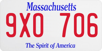 MA license plate 9XO706