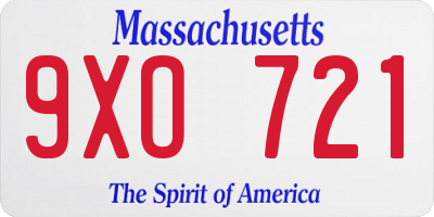 MA license plate 9XO721
