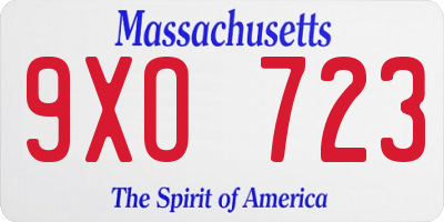 MA license plate 9XO723