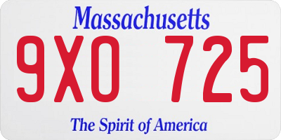 MA license plate 9XO725