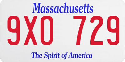 MA license plate 9XO729