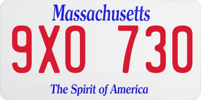 MA license plate 9XO730