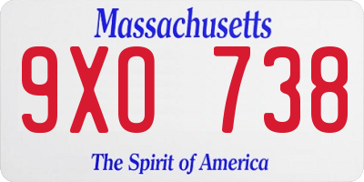 MA license plate 9XO738